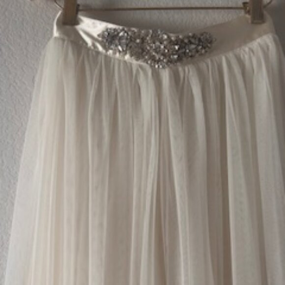 Tulle Maxi Skirt Removable Embellished Waist Bridal Wedding Costume - Picture 2 of 6